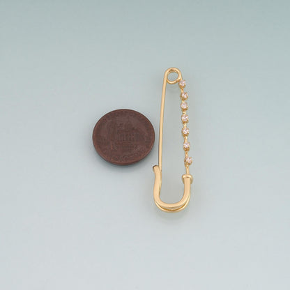 18K Gold Filled Cubic Zirconia Paperclip Charm Pendant for Jewelry Making