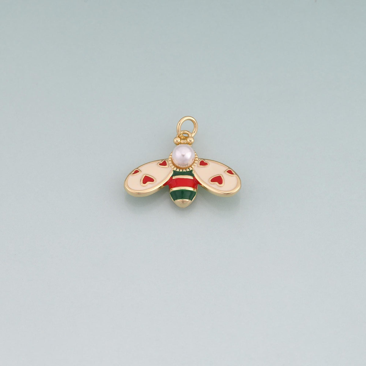 18K Gold Filled Enamel Bee Pendant,Bee Charm Bracelet Necklace for DIY Jewelry Making Supply