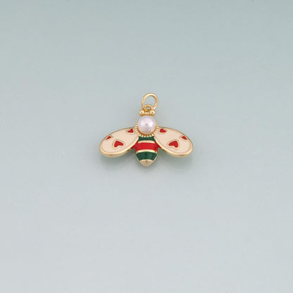 18K Gold Filled Enamel Bee Pendant,Bee Charm Bracelet Necklace for DIY Jewelry Making Supply