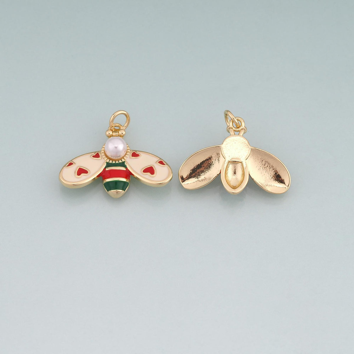 18K Gold Filled Enamel Bee Pendant,Bee Charm Bracelet Necklace for DIY Jewelry Making Supply