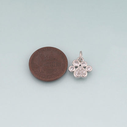 18K Gold Filled Cubic Zirconia Paw Charm Pendant for Jewelry Making
