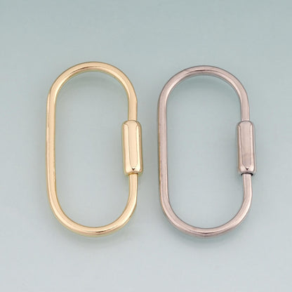 18K Gold Filled Oval Screw Thread Buckle,Oval Charm Bracelet Necklace for DIY Jewelry Making Supply