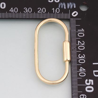 18K Gold Filled Oval Screw Thread Buckle,Oval Charm Bracelet Necklace for DIY Jewelry Making Supply