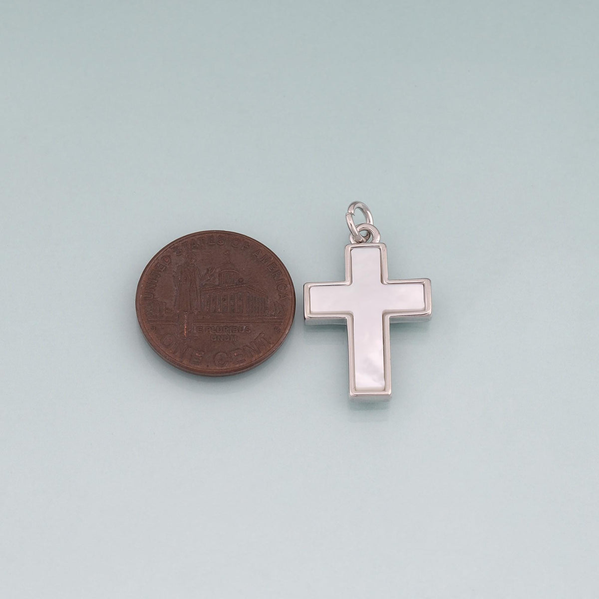 18K Gold Filled Shell Cross Pendant,Religion Charm Bracelet Necklace for DIY Jewelry Making Supply