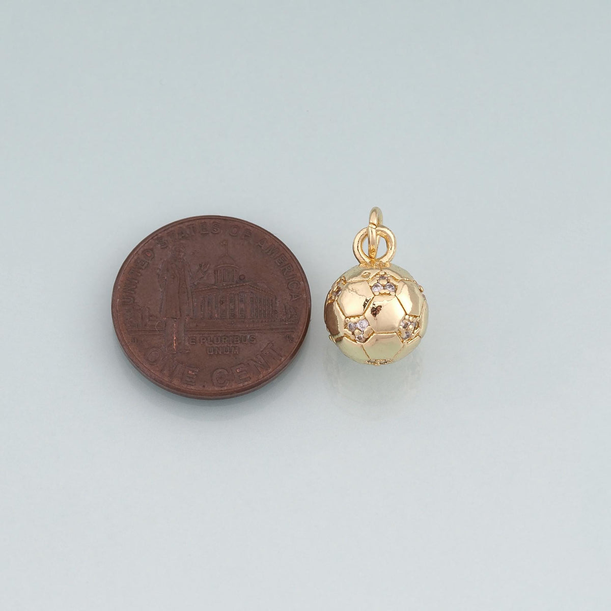 18K Gold Filled CZ Football Pendant,Sports Charm Bracelet Necklace for DIY Jewelry Making Supply
