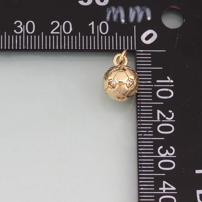 18K Gold Filled CZ Football Pendant,Sports Charm Bracelet Necklace for DIY Jewelry Making Supply