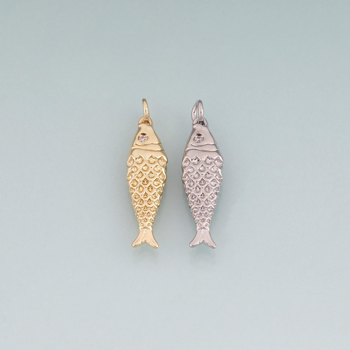 18K Gold Filled Fish Charm Pendant for Jewelry Making