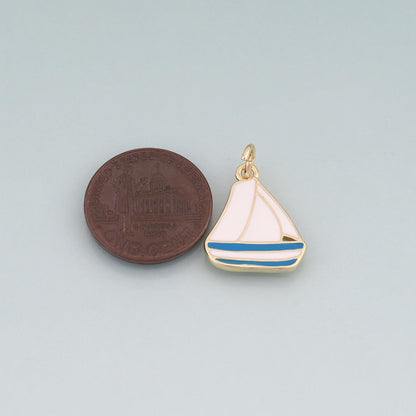 18K Gold Filled Hand Enamel Charm Pendant for Jewelry Making