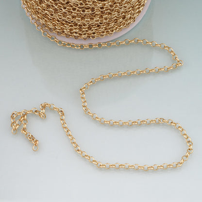 18K Gold Filled Round Chain,Round Chain Bracelet Necklace for DIY Jewelry Making Supply