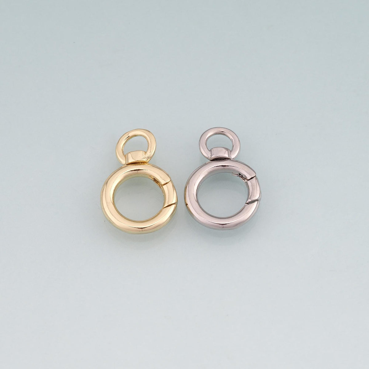18K Gold Filled Round Spring Clasp Pendant,Round Charm Bracelet Necklace for DIY Jewelry Making Supply