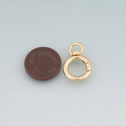 18K Gold Filled Round Spring Clasp Pendant,Round Charm Bracelet Necklace for DIY Jewelry Making Supply