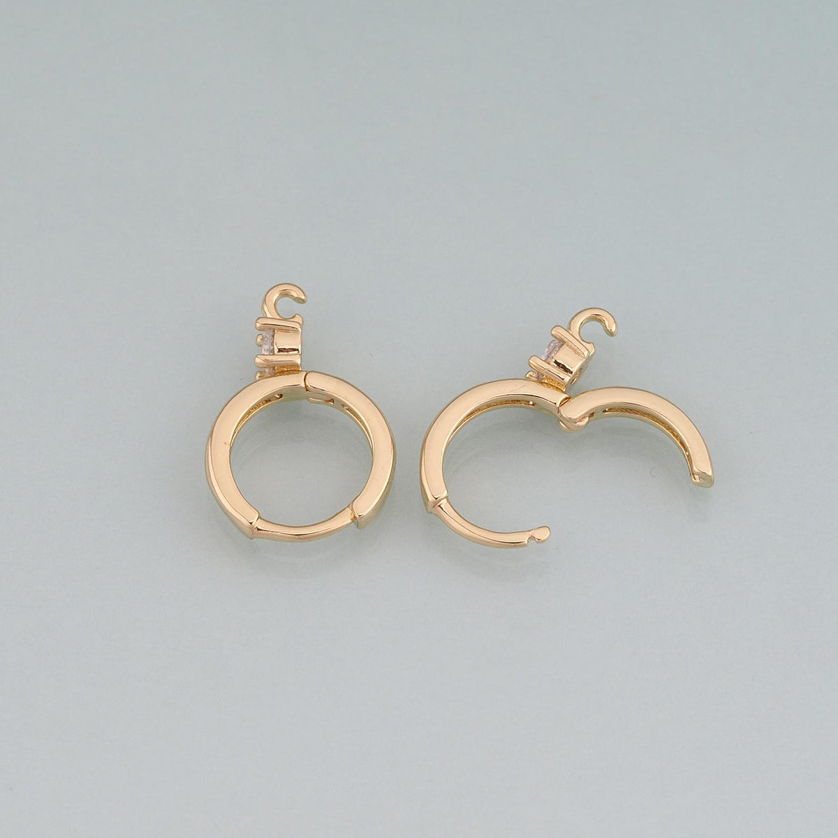 A Pair 18K Gold Filled CZ Round Earrings,Round Earrings Bracelet Necklace for DIY Jewelry Making Supply