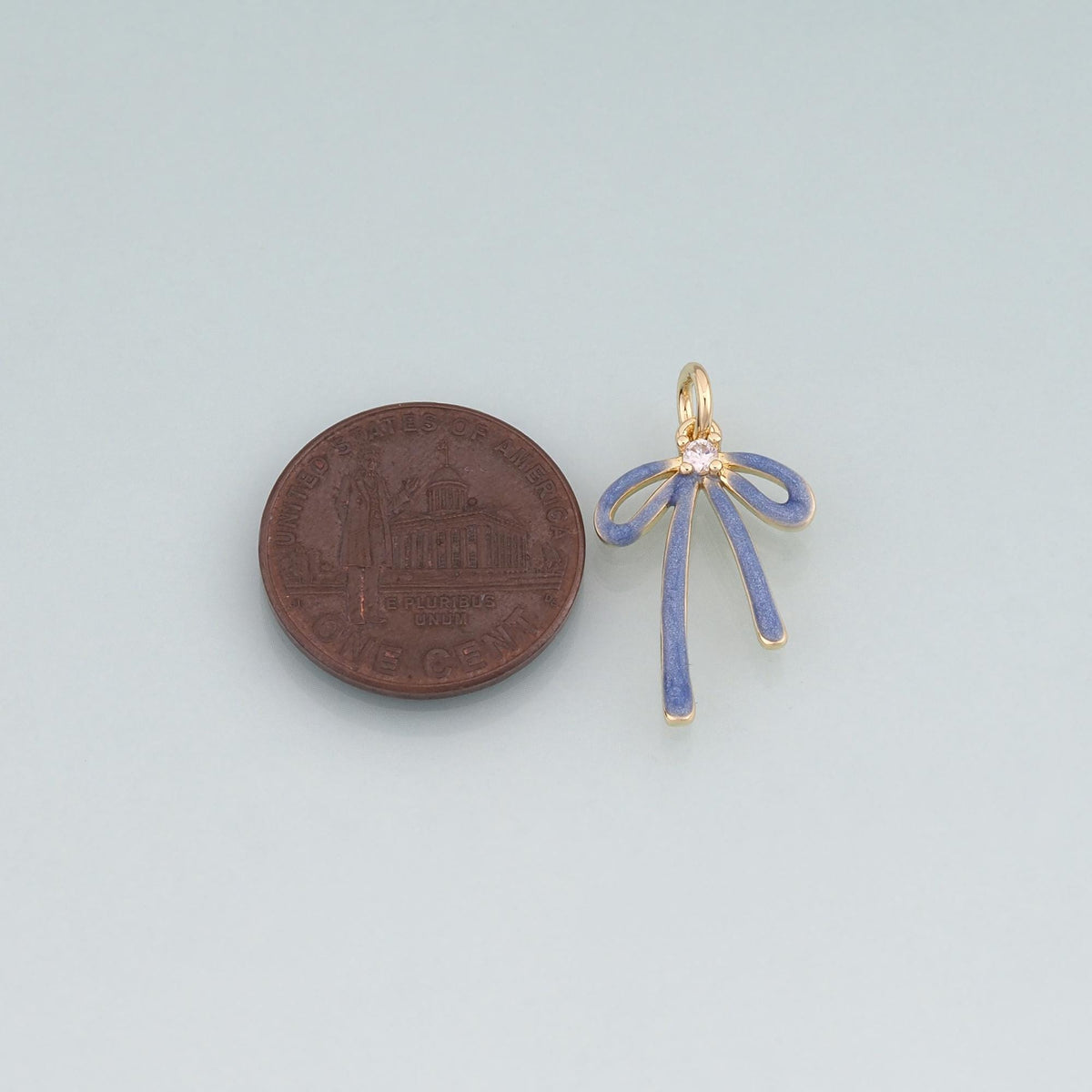 18K Gold Filled Enamel Bow Pendant,Bow Charm Bracelet Necklace for DIY Jewelry Making Supply