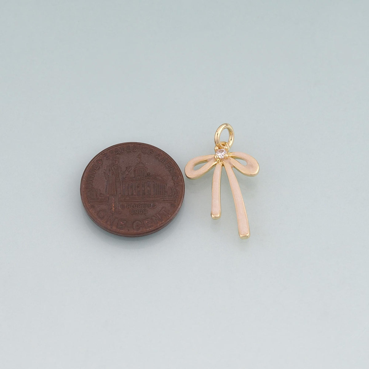 18K Gold Filled Enamel Bow Pendant,Bow Charm Bracelet Necklace for DIY Jewelry Making Supply