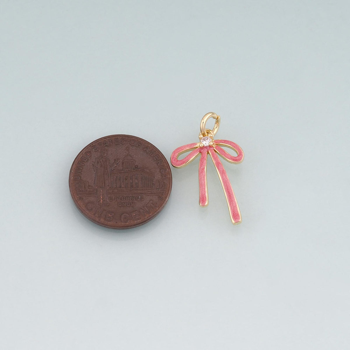 18K Gold Filled Enamel Bow Pendant,Bow Charm Bracelet Necklace for DIY Jewelry Making Supply