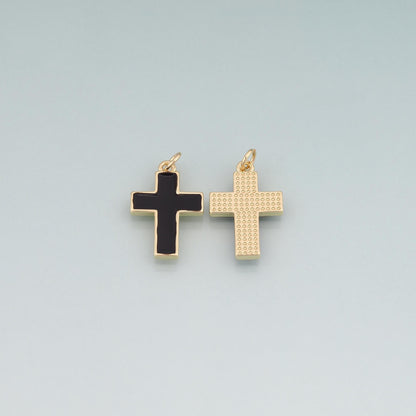 18K Gold Filled Cross Enamel Charm Pendant for Jewelry Making