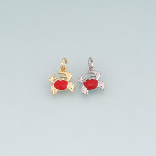 18K Gold Filled Enamel Crab Pendant,Crab Charm Bracelet Necklace for DIY Jewelry Making Supply