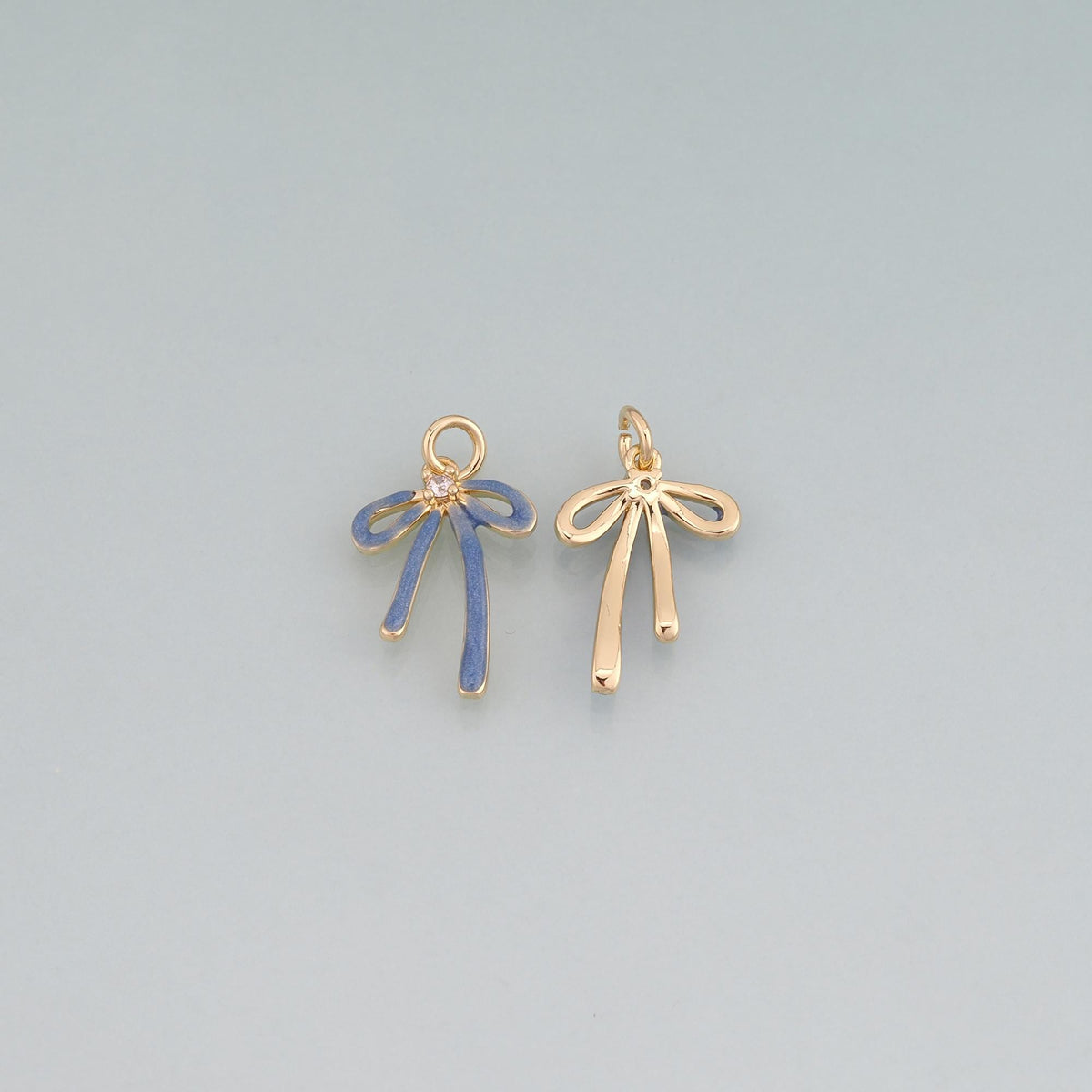 18K Gold Filled Enamel Bow Pendant,Bow Charm Bracelet Necklace for DIY Jewelry Making Supply