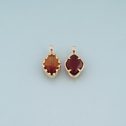 18K Gold Filled Rhombus Pendant,Amber Charm Bracelet Necklace for DIY Jewelry Making Supply