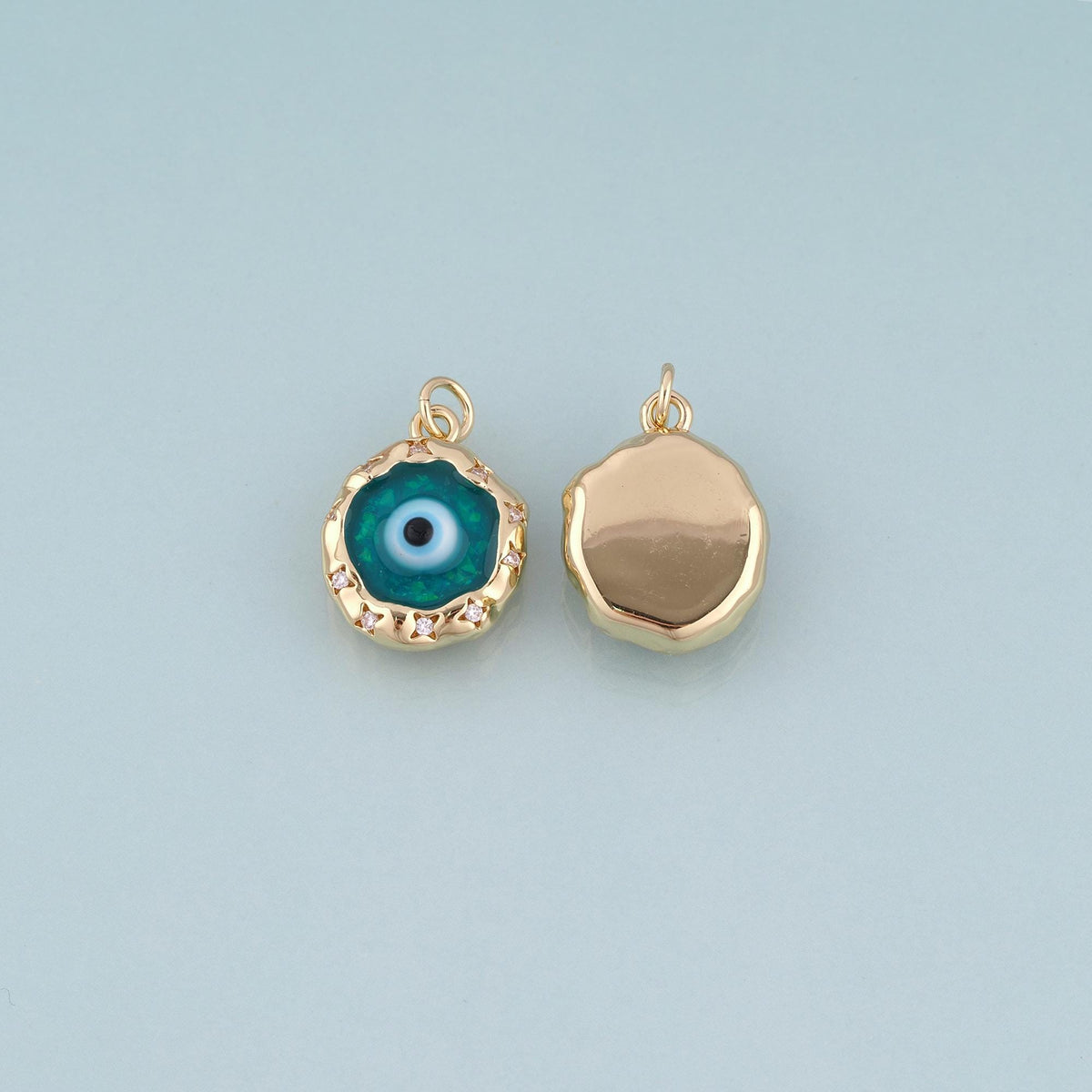 18K Gold Filled Enamel Evil Eye Charm Pendant for Jewelry Making
