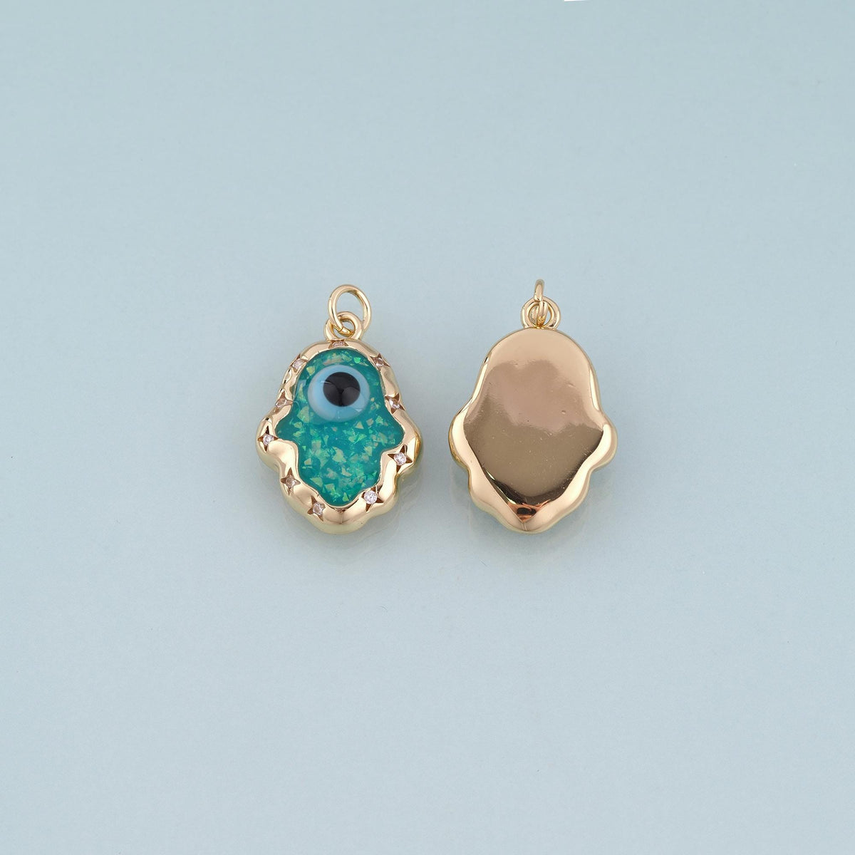 18K Gold Filled Enamel Evil Eye Ghost Pendant,Evil Eye Charm Bracelet Necklace for DIY Jewelry Making Supply