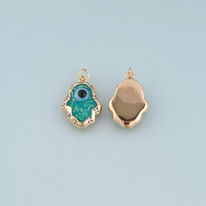 18K Gold Filled Enamel Evil Eye Ghost Pendant,Evil Eye Charm Bracelet Necklace for DIY Jewelry Making Supply