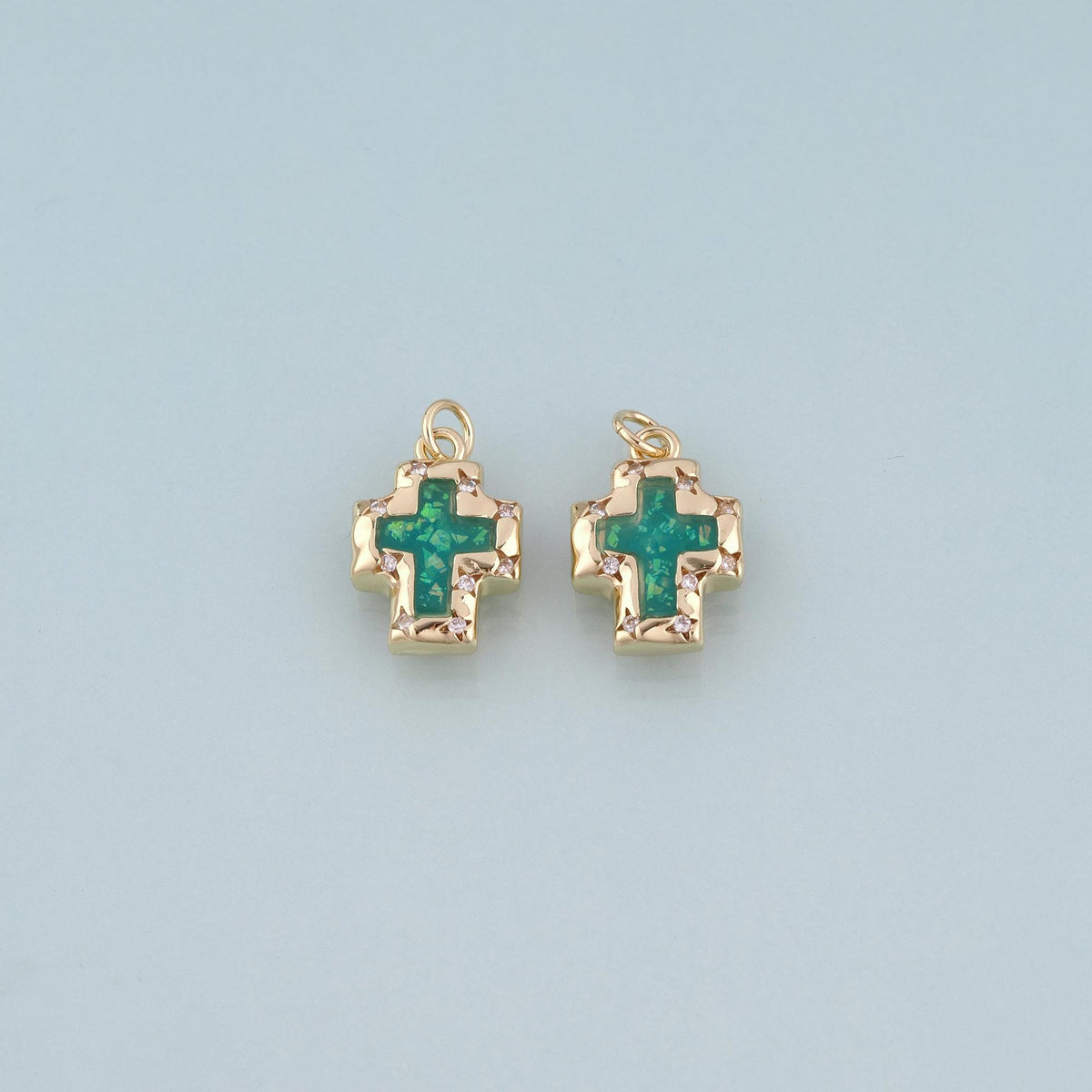 18K Gold Filled Enamel Evil Eye Cross Pendant,Evil Eye Charm Bracelet Necklace for DIY Jewelry Making Supply