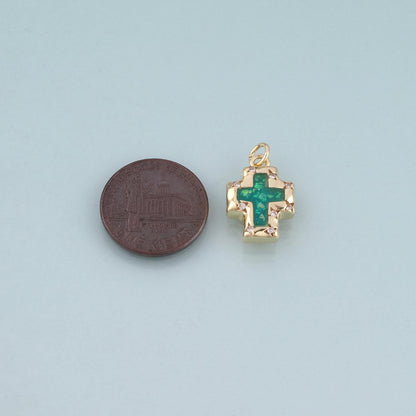 18K Gold Filled Enamel Evil Eye Cross Pendant,Evil Eye Charm Bracelet Necklace for DIY Jewelry Making Supply
