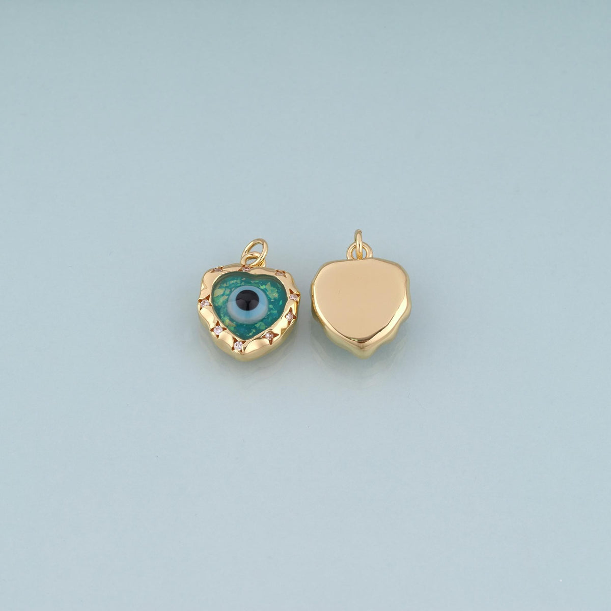 18K Gold Filled Enamel Evil Eye Heart Pendant,Evil Eye Charm Bracelet Necklace for DIY Jewelry Making Supply
