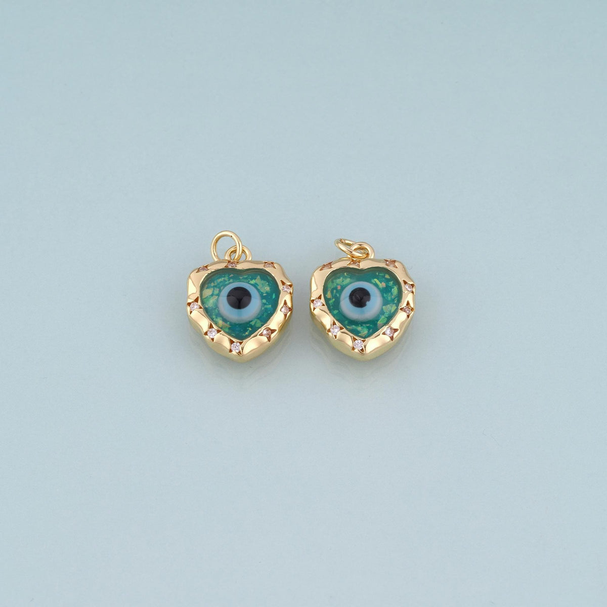 18K Gold Filled Enamel Evil Eye Heart Pendant,Evil Eye Charm Bracelet Necklace for DIY Jewelry Making Supply