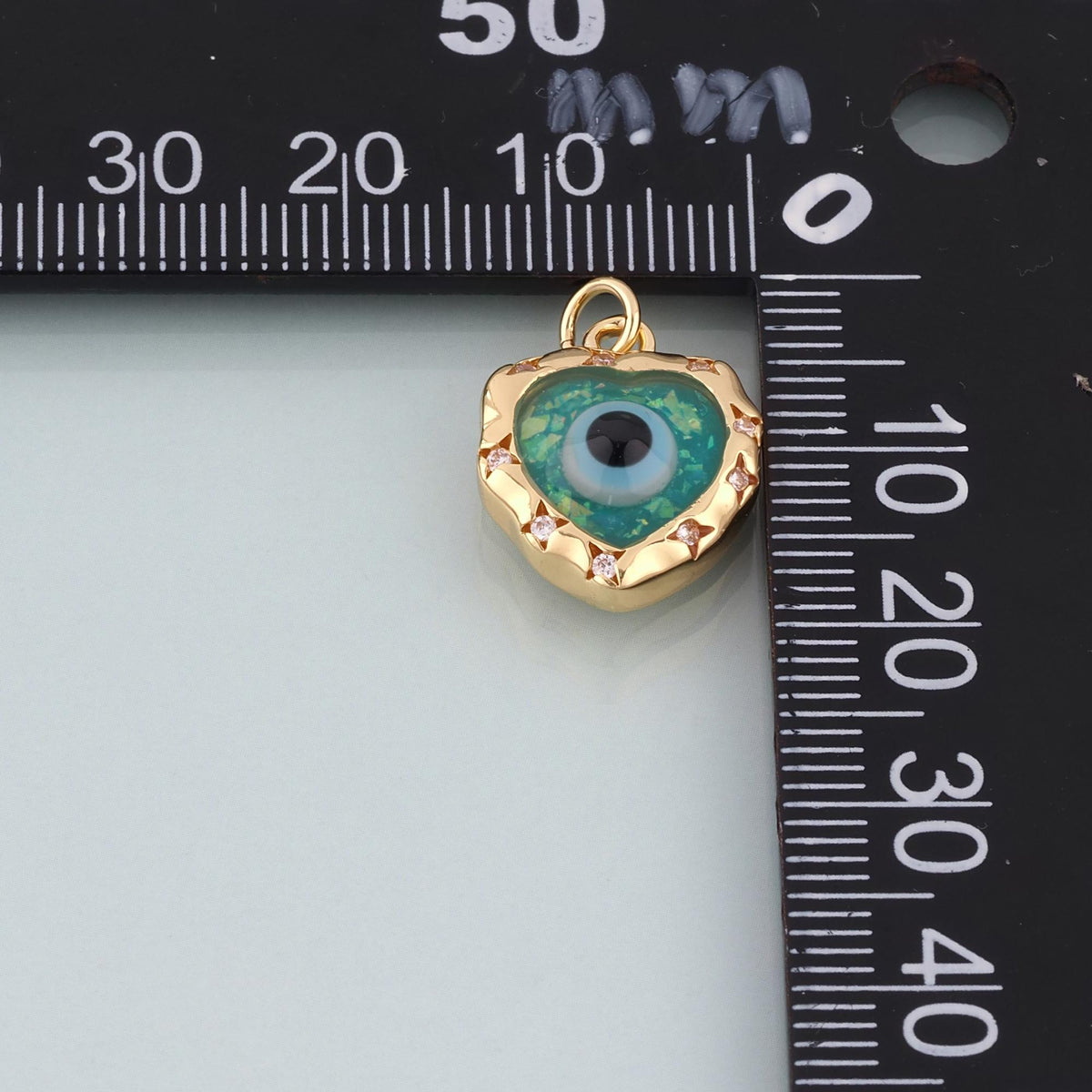 18K Gold Filled Enamel Evil Eye Heart Pendant,Evil Eye Charm Bracelet Necklace for DIY Jewelry Making Supply