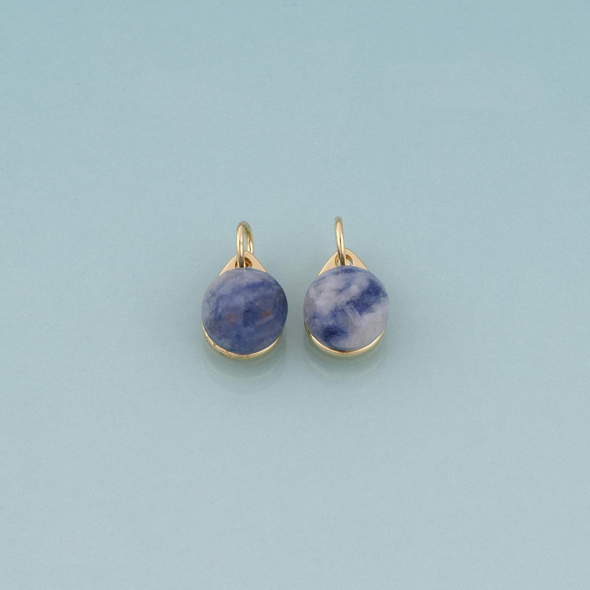 18K Gold Filled Droplet Sodalite Pendant,Natural Stone Charm Bracelet Necklace for DIY Jewelry Making Supply