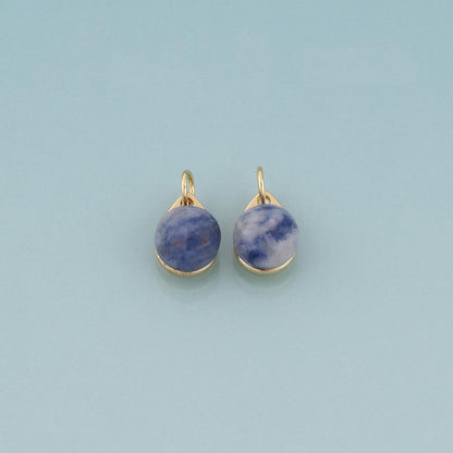 18K Gold Filled Droplet Sodalite Pendant,Natural Stone Charm Bracelet Necklace for DIY Jewelry Making Supply