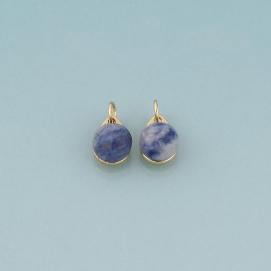 18K Gold Filled Droplet Sodalite Pendant,Natural Stone Charm Bracelet Necklace for DIY Jewelry Making Supply