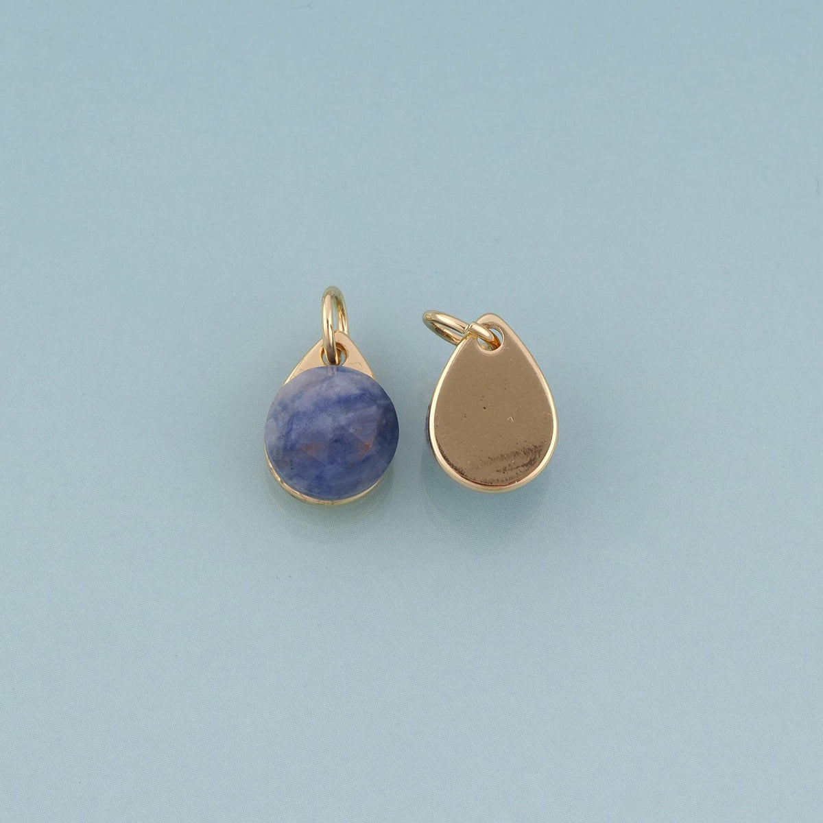 18K Gold Filled Droplet Sodalite Pendant,Natural Stone Charm Bracelet Necklace for DIY Jewelry Making Supply