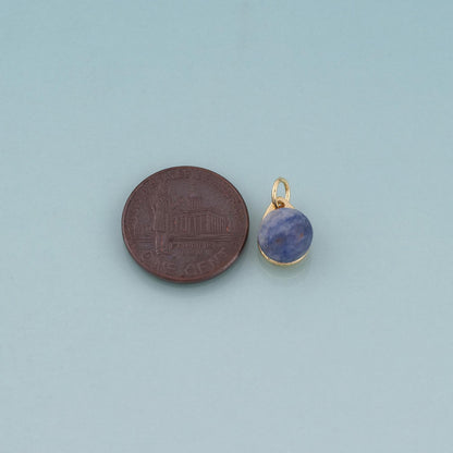 18K Gold Filled Droplet Sodalite Pendant,Natural Stone Charm Bracelet Necklace for DIY Jewelry Making Supply