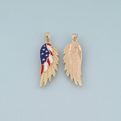 18K Gold Filled Enamel Wing Pendant,American Charm Bracelet Necklace for DIY Jewelry Making Supply