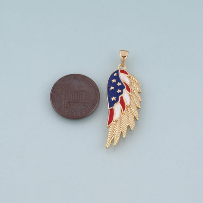 18K Gold Filled Enamel Wing Pendant,American Charm Bracelet Necklace for DIY Jewelry Making Supply