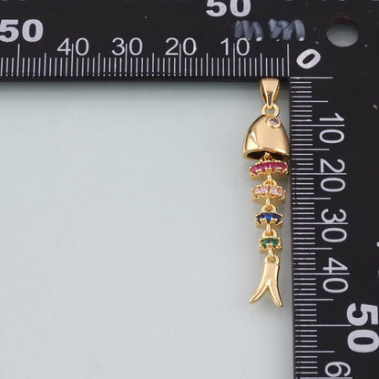 18K Gold Filled CZ Fish Pendant,Ocean Charm Bracelet Necklace for DIY Jewelry Making Supply