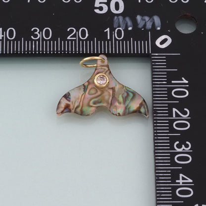 18K Gold Filled Abalone Shell Charm Pendant for Jewelry Making