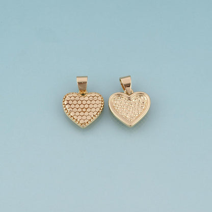 18K Gold Filled Honeycomb Texture Heart Pendant,Minimalist Charm Bracelet Necklace for DIY Jewelry Making Supply