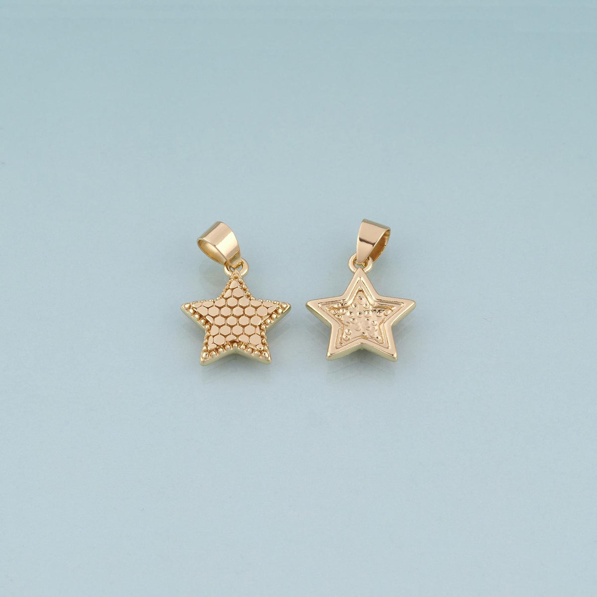 18K Gold Filled Honeycomb Texture Star Pendant,Minimalist Charm Bracelet Necklace for DIY Jewelry Making Supply