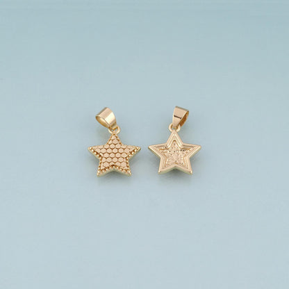 18K Gold Filled Honeycomb Texture Star Pendant,Minimalist Charm Bracelet Necklace for DIY Jewelry Making Supply