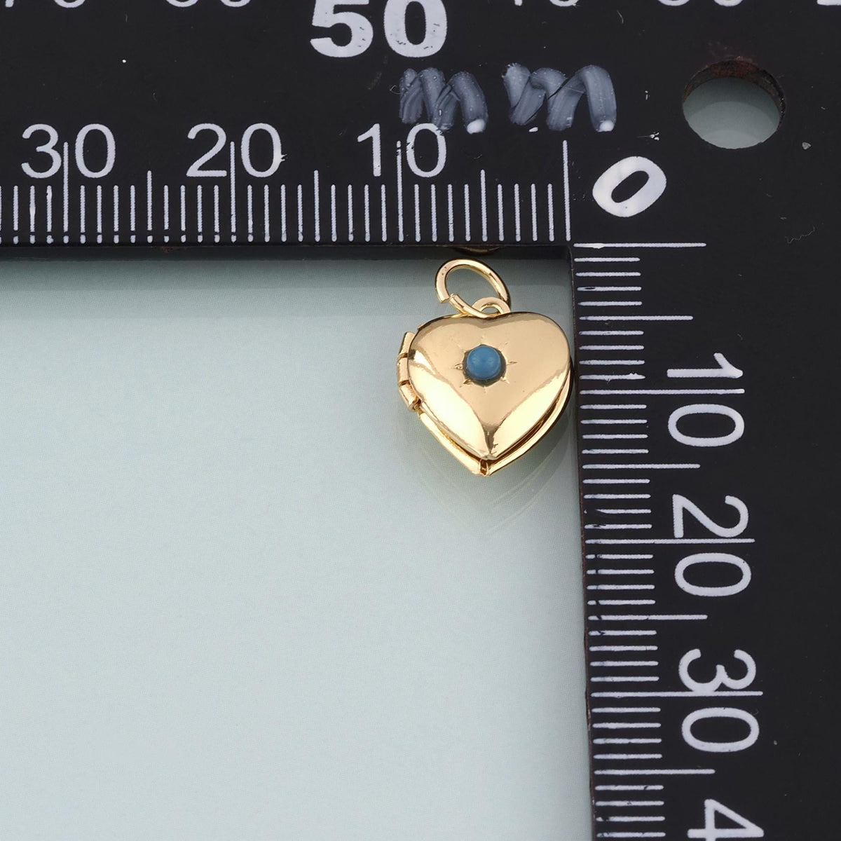 18K Gold Filled CZ Heart Locket Pendant,Gemstone Heart Charm Bracelet Necklace for DIY Jewelry Making Supply