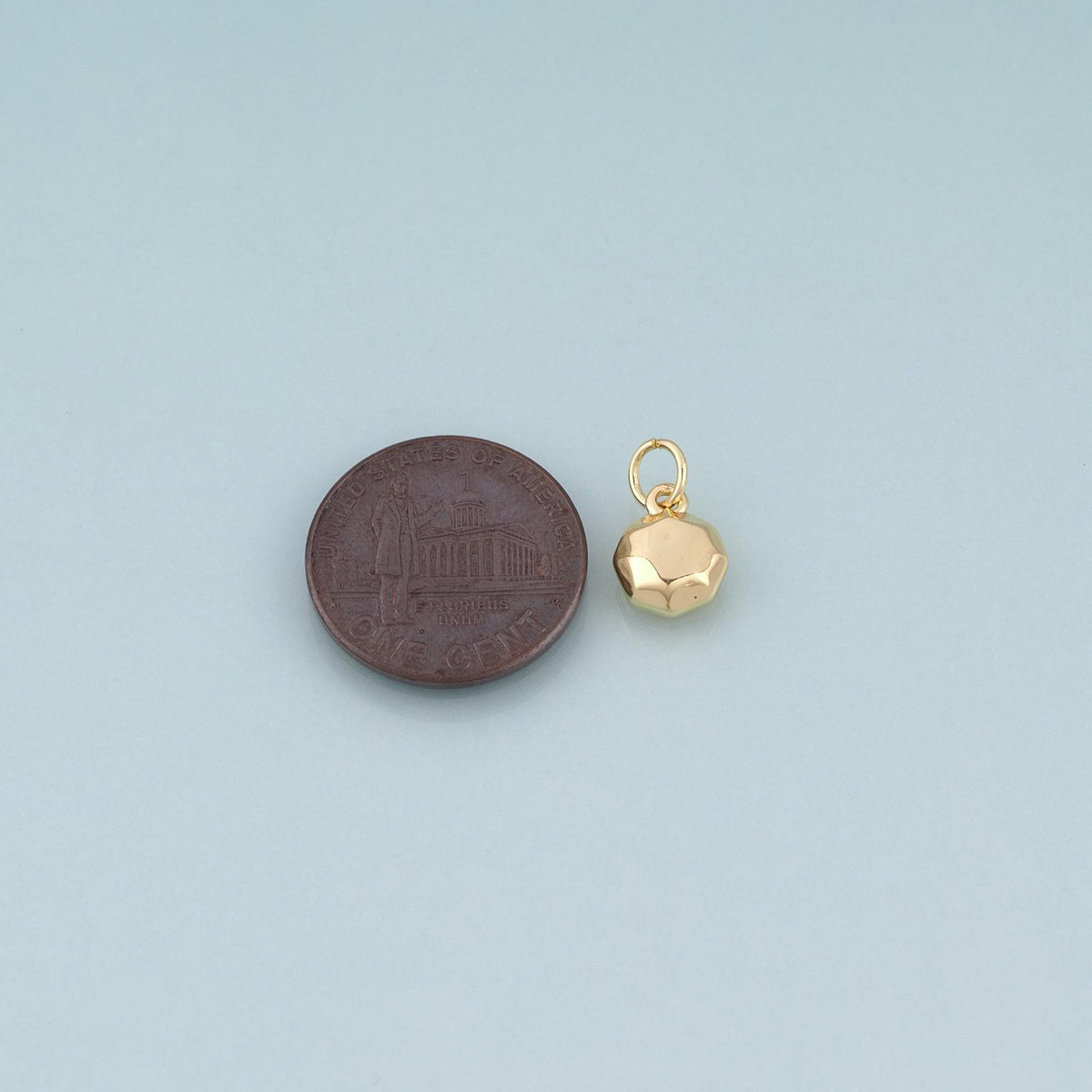 18K Gold Filled Triangular Facet Round Pendant,Minimalist Charm Bracelet Necklace for DIY Jewelry Making Supply