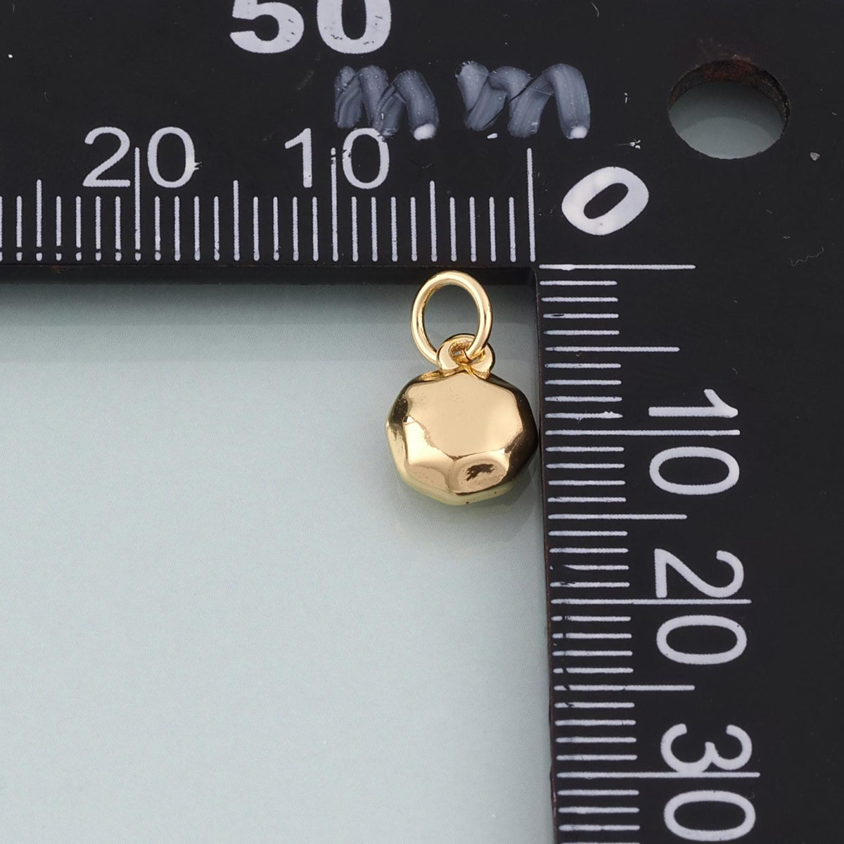 18K Gold Filled Triangular Facet Round Pendant,Minimalist Charm Bracelet Necklace for DIY Jewelry Making Supply
