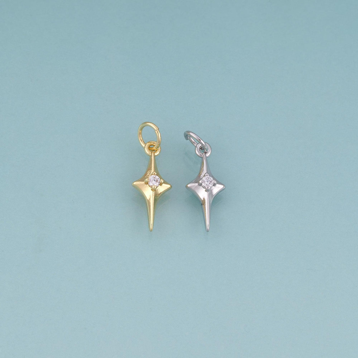 18K Gold Filled CZ Polaris Pendant,Polaris Charm Bracelet Necklace for DIY Jewelry Making Supply
