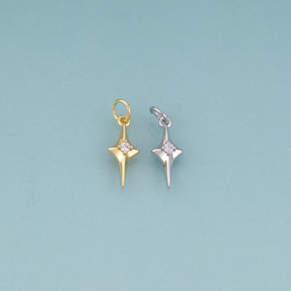18K Gold Filled CZ Polaris Pendant,Polaris Charm Bracelet Necklace for DIY Jewelry Making Supply