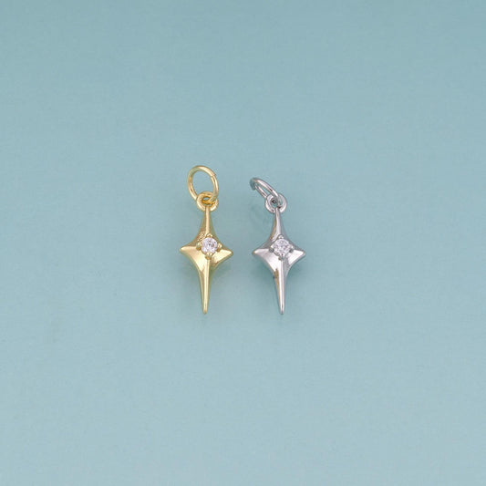 18K Gold Filled CZ Polaris Pendant,Polaris Charm Bracelet Necklace for DIY Jewelry Making Supply