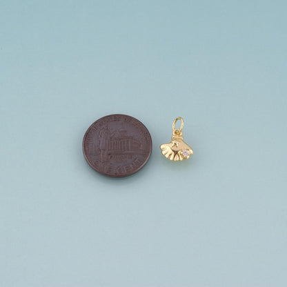 18K Gold Filled CZ Scallop Pendant,Minimalist Charm Bracelet Necklace for DIY Jewelry Making Supply